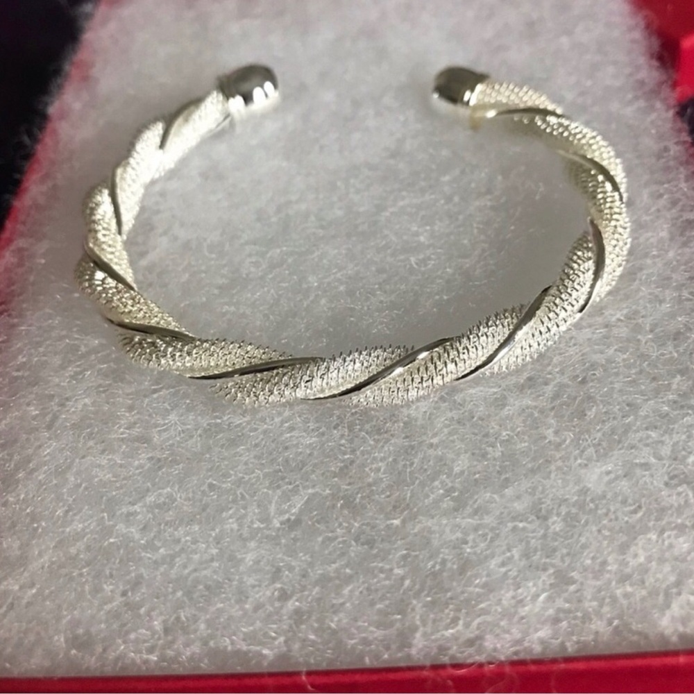 Sterling Silver Twisted Open Cuff Bracelet
